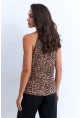 Kadın Camel-Siyah Halter Yaka LeoparDesenli Bluz LPP1273