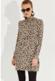 Kadın Camel-Siyah Yumoş Leopar Mini Elbise AYD253