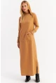 Kadın Camel Yakası Fermuarlı Maxi Sweat Elbise TF12