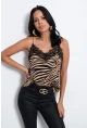 Kadın Camel Zebra Desenli Dantelli Atlet LPP5008