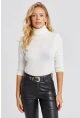 Kadın Ekru Balıkçı Yaka Triko Kazak KZ2499