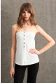 Kadın Ekru Düğme Detaylı Straplez Bluz CY355
