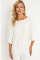 Kadın Ekru Düğüm Detaylı Bluz GÇ176