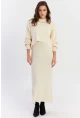 Kadın Ekru İncili Alt Üst Triko Takım NUV37