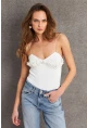 Kadın Ekru İp Askılı Çıtçıtlı Body SH20208