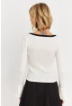 Kadın Ekru Kontrast Yaka İspanyol Kol Bluz ALB3105