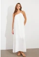 Kadın Ekru Maxi Basic Elbise İRE1012