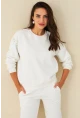 Kadın Ekru Omuzları İnci Detaylı Sweatshirt DY1424