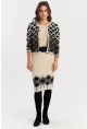 Kadın Ekru-Siyah Alt Üst Triko Desenli Takım NUV2028