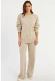 Kadın Ekru Taşlı Alt Üst Takım MYİL10