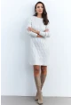 Kadın Ekru Varaklı Triko Midi Elbise NAR446