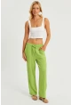 Kadın Fıstık Yeşil Beli Lastikli Bürümcük Pantolon ZER405