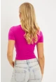 Kadın Fuşya Asimetrik Yaka Büzgülü Bluz YZ1081