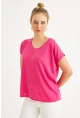 Kadın Fuşya Basic Bluz AYD410