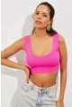 Kadın Fuşya Triko Crop Atlet YV118