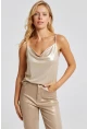 Kadın Gold Rengi Degaje Yaka Lurex Bluz LPP1250
