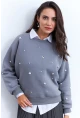 Kadın Gri Aksesuarlı Sweatshirt PP6451