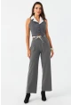 Kadın Gri Beli Bağlamalı Palazzo Pantolon ELA3972