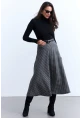 Kadın Gri Desenli Çan Etek LON3007