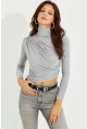 Kadın Gri Drapeli Bluz LPP1226