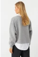 Kadın Gri Gömlek Detaylı Sweatshirt MAYD21