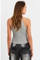 Kadın Gri Halter Yaka Dantelli Bluz MK04