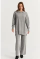 Kadın Gri İnci Düğmeli Triko Alt Üst Takım MNUV33