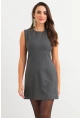 Kadın Gri Yandan Fermuarlı  Basic Midi Elbise ELA6821