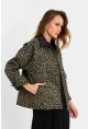 Kadın Haki Leopar Denim Ceket MELT1174