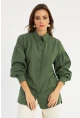 Kadın Haki Zımbalı Gömlek MASF08