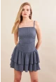 Kadın İndigo Fırfırlı Mini Elbise MOD7593
