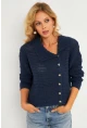 Kadın İndigo Geniş Yakalı Triko Hırka MİW4571