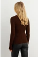 Kadın Kahverengi Balıkçı Yaka Triko Bluz YV102-90