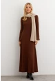 Kadın Kahverengi Basic Maxi Elbise MTF30