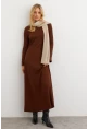 Kadın Kahverengi Basic Maxi Elbise MTF30