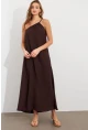 Kadın Kahverengi Maxi Basic Elbise İRE1012