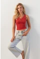 Kadın Kiremit Patlı Kaşkorse Bluz MK02