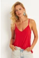 Kadın Kırmızı Askılı Bluz AYD269