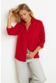 Kadın Kırmızı Basic Gömlek K1251