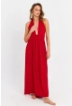 Kadın Kırmızı Boyun Bağlamalı Maxi Elbise EY3075