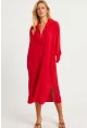 Kadın Kırmızı Gömlek Elbise LV178