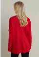 Kadın Kırmızı V Yaka Taşlı İnce Triko Bluz YİL002