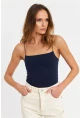 Kadın Lacivert İp Askılı Crop Bluz EV63