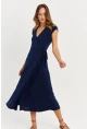 Kadın Lacivert Kruvaze Midi Elbise EY2785
