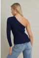 Kadın Lacivert Tek Omuz Triko Bluz YV204