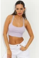 Kadın Lila Sırtı Halkalı Kaşkorse Crop Bluz B2552