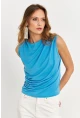 Kadın Mavi Büzgülü Bluz YZ625