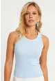 Kadın Mavi Halter Yaka Fitilli Bluz MK11