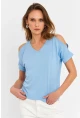 Kadın Mavi Omuzları Açık Bluz BR1329