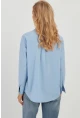 Kadın Mavi Taş Detaylı Gömlek ZER402